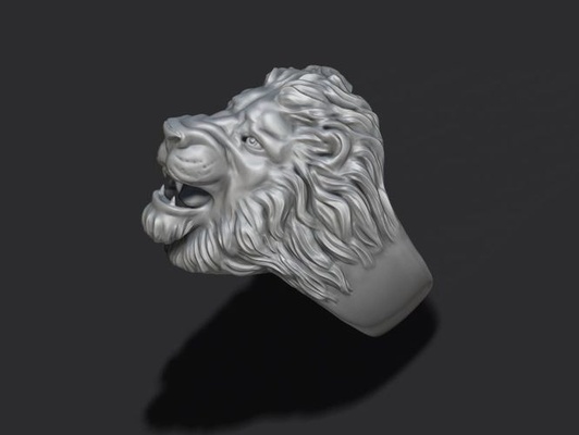 lion ring jewellery gold printable stone silver jewel nature zbrush obj 3dm rhino men apparel 14k highpoly jewelry necklaces rings 3d print model - Mito3D