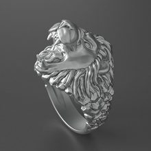Lion bague 025 argent or animal imprimable nature Hommes bijoux anneaux 3d print model - Mito3D