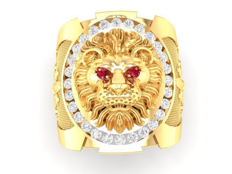 lion ring 315 jewelry fashion accessories gold diamond man men design fengshui rings 3D print model - Mito3D