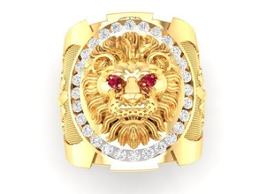 lion ring 315 jewelry fashion accessories gold diamond man men design fengshui rings 3d print model - Mito3D