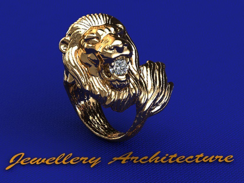 leão anel de diamante jóias ouro escultura animais selvagem áfrica cat jardim zoológico tigre prata natureza printable panthera homem os homens mulheres luxo jóia anéis 3D print model - Mito3D