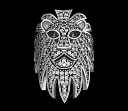 lion ring diamond jewelry gold silver kitty printable fashion beauty kitten puma jewel gem rings 3d print model - Mito3D