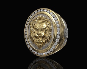 lion ring diamond 3d printable stl jewelry rings gold silver platinum sterling gem gemstone fashion men gemstones reliefe leo animal 3d print model - Mito3D