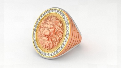 Lion bague messieurs or bijoux Hommes gentsring menring anneau lion argent anneaux 3d print model - Mito3D