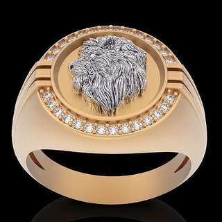lion ring gold jewelry printable 3d model silver diamond fashion sterling zbrush design trend wedding engegement tiger leopard sculpture rings 3d print model - Mito3D