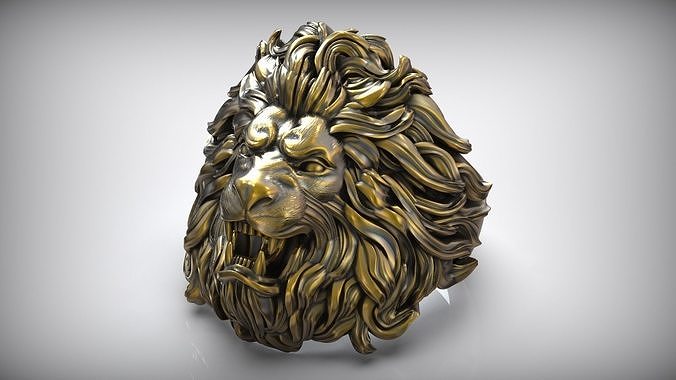 lion ring king of beasts head animal wild nature strong men silver power africa african jungle safari zoo jewelry rings 3D print model - Mito3D