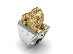 lion ring lord 10 jewelry fashion accessories gold diamond man men woman women unisex design rings 3d print model - Mito3D