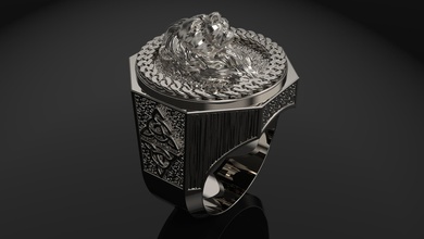 león anillo hombres joyería joya oro plata imprimible libra esterlina Moda platino prototipos collar impresión leones moda belleza menring anillos 3d print model - Mito3D
