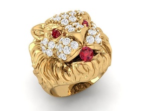 leão anel homens 14 joalheria moda acessórios ouro diamante homem mulher mulheres unissex Projeto argolas 3d print model - Mito3D