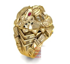 lion ring men 307 jewelry fashion accessories gold diamond man woman women unisex design fengshui rings 3d print model - Mito3D