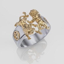 lion ring mens gold jewelry men rings diamond fashion printable 3d zbrush 3dm rhino 3d print model - Mito3D