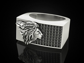 lion bague profil animaux roi bijoux impression 3dprinted imprimable anneaux conception bijou d'or or prototypage argent motard noircissement 3d print model - Mito3D