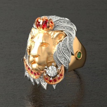 lion ring rg0006 jewellery jewelry diamond rings ruby gold silver crown king 3d print model - Mito3D