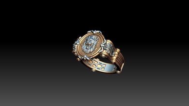 lion bague sculpture bijoux argent imprimable luxe parti 3djewelry zbrushjewelry anneaux 3d print model - Mito3D