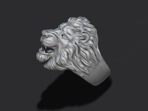lion ring jewellery gold printable stone silver jewel nature zbrush obj 3dm rhino men apparel 14k highpoly jewelry necklaces 3d print model - Mito3D