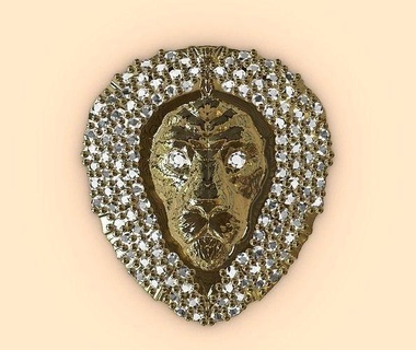 lion setting pingent file shape symbol design jewelery stones luxury art gem jewel gold jewelry pendants 3d print model - Mito3D