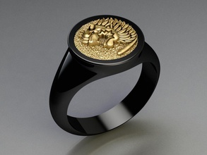 Löwe Signet solide Ringe EU Größen Juwel Gold Ring David Yurman Männer Schmuck druckbar Silber Finger Mode brillant Hochzeit 3d print model - Mito3D