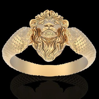 lion snake silver gold printable jewelry 3d model art design wedding statue zbrush engagement trend fashion tiger rings 3d print model - Mito3D