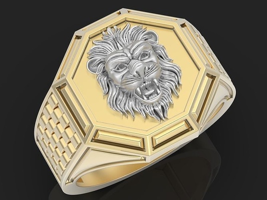 lion tiger man ring silver gold printable jewelry fashion rings jewel versace jewelri fantasystatue rolex luxury 3d print model - Mito3D