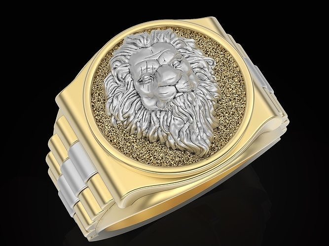 lion tiger watch man ring silver gold printable jewelry fashion rings jewel versace jewelri fantasystatue rolex luxury 3D print model - Mito3D