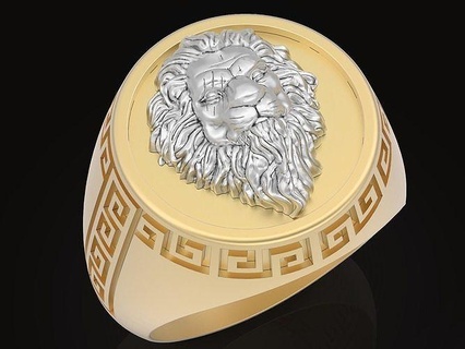 lion versace man ring sculpture jewelry silver gold print crocodile fashion men printable platinum sterling animal rings 3d print model - Mito3D