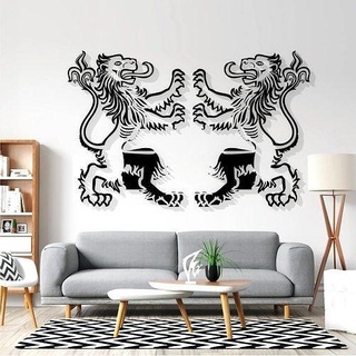 lion wall art 3d 2d decoration decor home house room signs logos 3d print model - Mito3D