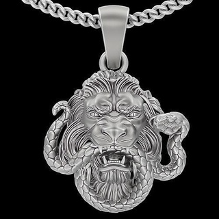 liona snake silver gold jewelry printable 3d model fashion fantasy character fictional creature design zbrush trend statue sculpture pendants 3d print model - Mito3D