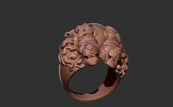 lions ring pride silver brother love fight brave big cats lioness jewelry rings 3d print model - Mito3D