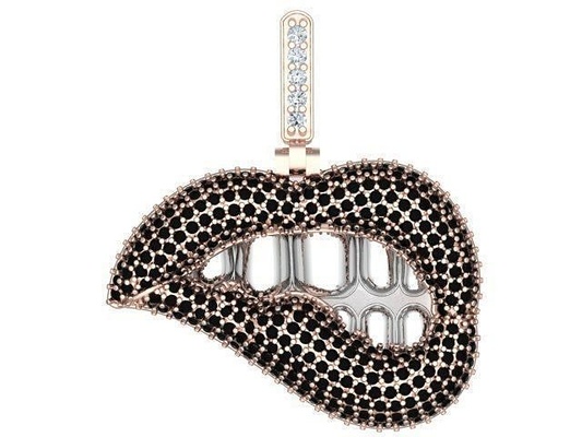 dudak kolye altın takı hiphop cad elmas etiket kolyeler rahibe tasarım moda siver yazdırılabilir mücevher gümüş düğün 3d print model - Mito3D