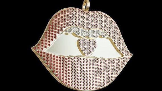 lèvres pendentif bijoux luxe or art argent décoration imprimable diamant pendentifs 3d print model - Mito3D