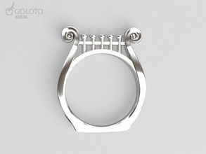 lira original anillo escritor poeta artistas músico genio inspiración iluminación música lira joyería joya anillos diseño 3d print model - Mito3D