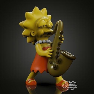 lisa Simpson adicional Simpsons saxo musica matt groening Admirador arte desenho animado 3dprint 3dmodel esculturas 3d print model - Mito3D