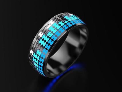 listen light craft glowing neon equalizer enamel rings jewel texture steel silver gold nature art 3dprinted model 3d print printing prototyping jewelry 3d print model - Mito3D