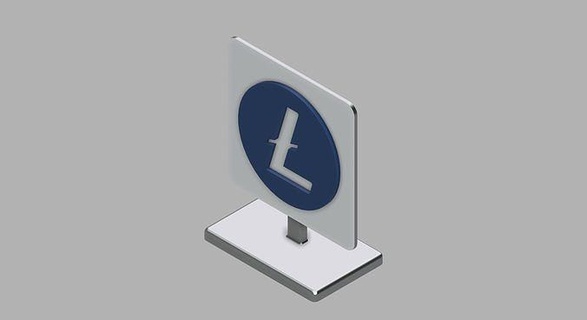 litecoin logo stand litcoin ltc bitcoin btc wth usdt doge crypto cryptocurrency money nft currency token blockchain 3d art signs logos 3d print model - Mito3D