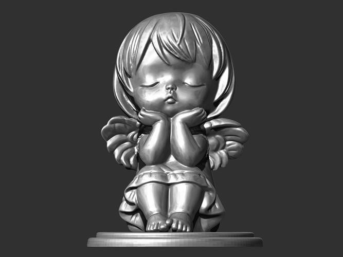 ange chérubin fille décoration ornement statue sculpture fantaisie ailes Cupidon statuette mignonne charmant stl enfant bébé art sculptures 3D print model - Mito3D