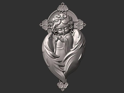 Engel Kind Baby Kreuz Skulptur Statue Schmuck Kunst Dekor Dekoration Ornament Wimpel bas Linderung cnc stl Carving Anhänger 3d print model - Mito3D