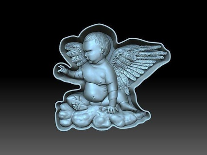 little angel cnc relief cupid wings art monument memorial mourner sculptures 3d print model - Mito3D