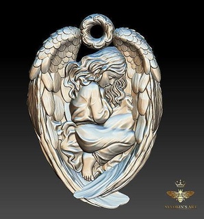 angelo pendente gioielleria arte oro anatomia ragazza cuore ciondoli religione stampabile argento sterlina corpo 3d print model - Mito3D