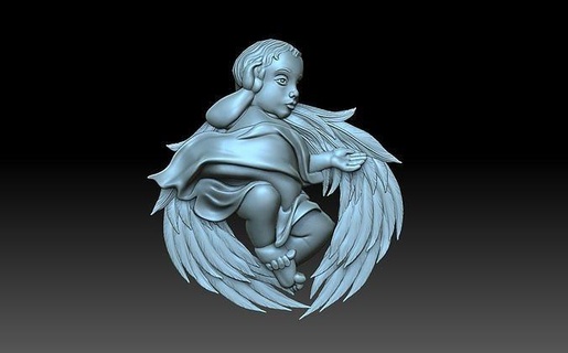 little angel wings pedant angels relief cherub cupid arhangel messenger seraphim cherubim valentine holy art 3d print model - Mito3D