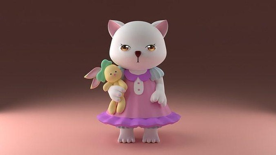 pequeño gato niña juguete regalo decoración impresión imprimible 3dprint lindo fantasía animal llavero casa 3d print model - Mito3D