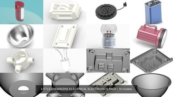 little engineers electrical electronics pack toys electronic voltage current power energy 3dprintable battery switch light torch fuse design electricity line junior infant electric hobby printable reflector science 3d print model - Mito3D