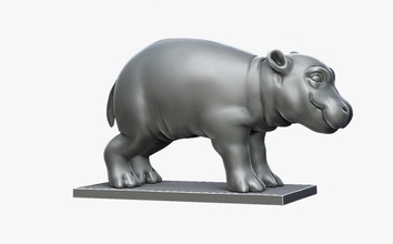 little hippo baby sculpture games-toys mammal decor cute funny small figurine miniatures figurines games toys 3d print model - Mito3D