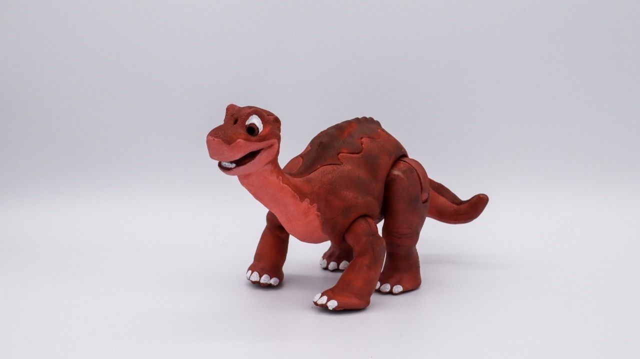pie pequeño dinosaurio articulado juguete braquiosaurio prehistórico dibujos animados jurásico saurópodo antiguo extinto fósil brazo animal juegos juguetes paleoarte paleontología paleo 3D print model - Mito3D