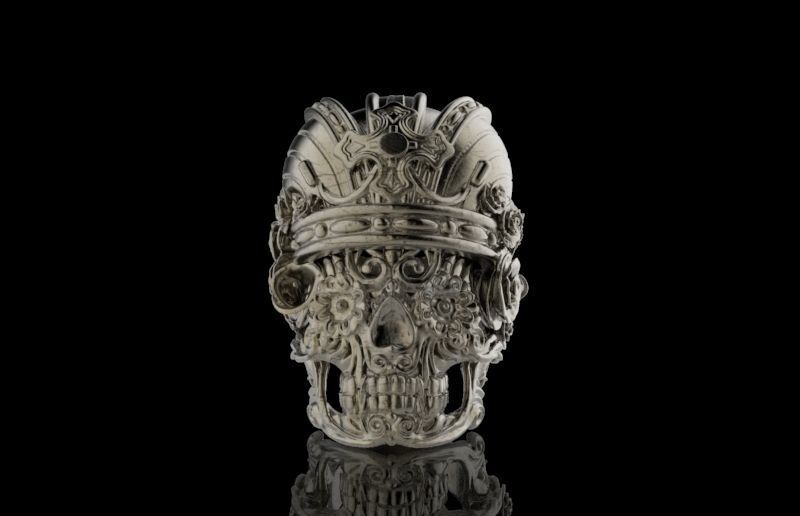live to ride skull crown ring bike harley road 66 freedom american carving flower realistic rose king cool bone jewel silver jewelry rings 3D print model - Mito3D