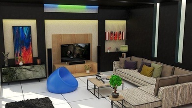 vivant chambre intérieur meubles canapé moderne table accueil maison décor 3d print model - Mito3D