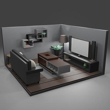 living room furniture sofa blender livingroom asthetic colorful grey black archeticure model house 3d print model - Mito3D