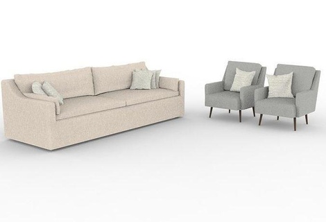 living room set livingroom sofa couch armchair pillows upholstered house furniture 3d print model - Mito3D