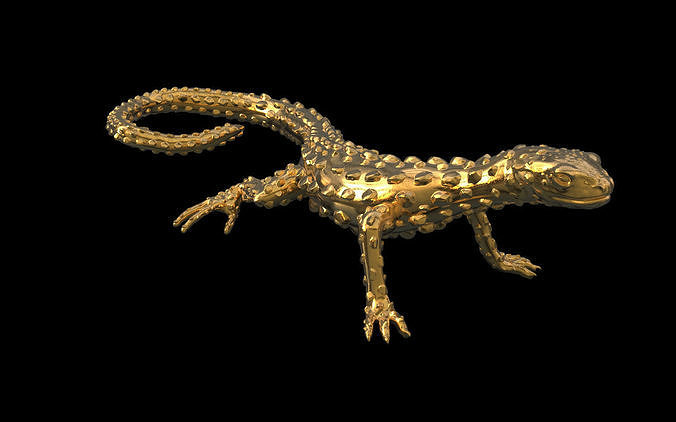 lizard golden animal wildlife reptile gecko lacertian creeper safari zoo african zoology gold nature jewelry 3D print model - Mito3D