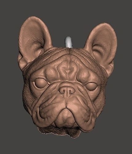 llavero buldog frances perro cabeza Arte esculturas 3D print model - Mito3D