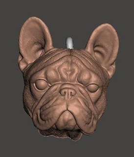 llavero buldogue frances perro Cabeza arte esculturas 3d print model - Mito3D